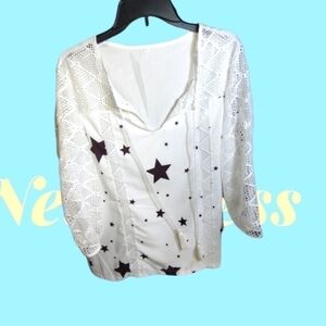 Nwot Beautiful Star Lit Long Sleeve Tunic Blouse. Never Worn. Size Xxl. C121‌‌